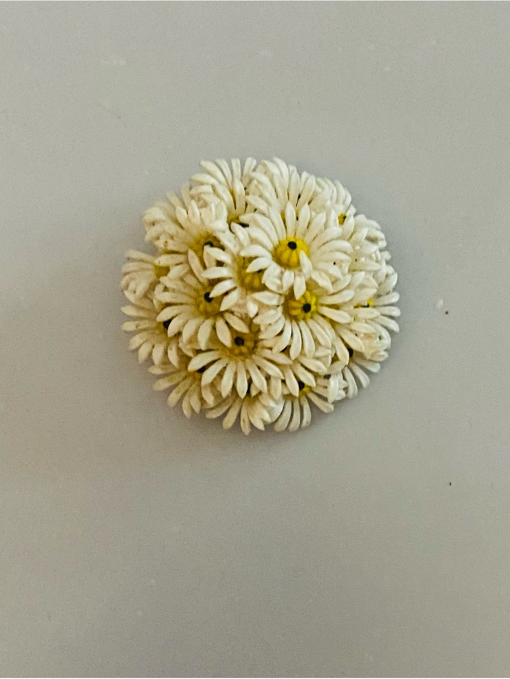 Handcrafted White Daisy Cluster Brooch for Women - stamps Western Germany